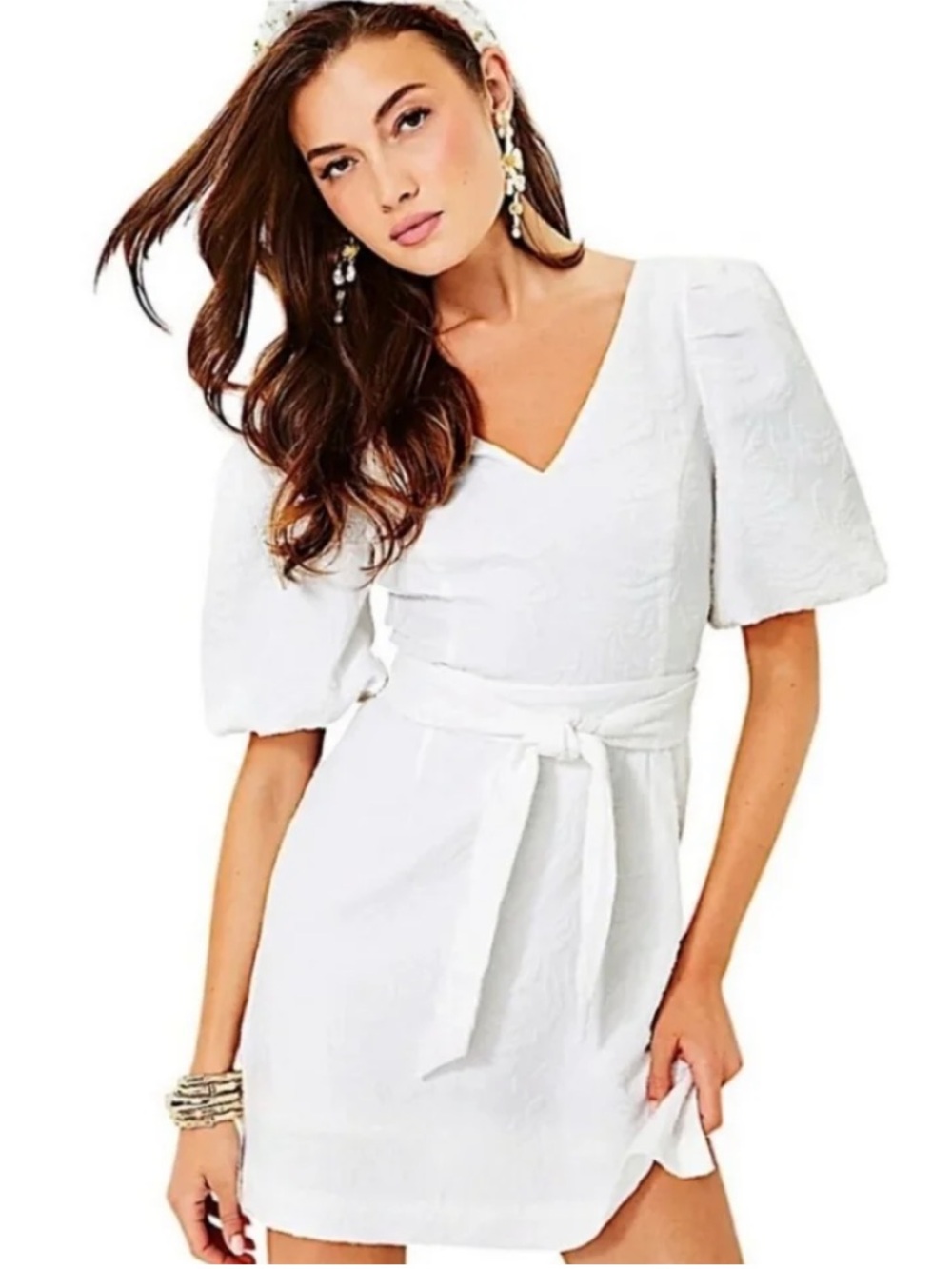Lilly Pulitzer Kirrabelle Short Sleeve Romper Women’s 12 Resort White Pineapple